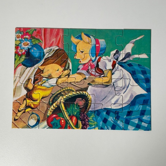 Vintage 60s 70s Set of 4 Fairy Tale Puzzles Made in Japan No Box (13E) - Picture 6 of 6